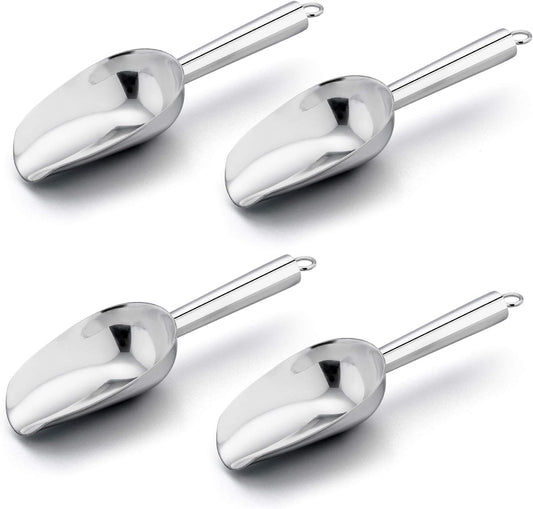 Mini Scoop, 3 Ounce Stainless Steel Kitchen Utility Scoops, Ideal for Candy/Ice Cube/Flour/Sugar/Coffee Bean/Protein Powder, Food Grade & Anti Rust, Easy Clean & Dishwasher Safe (4 Pack)