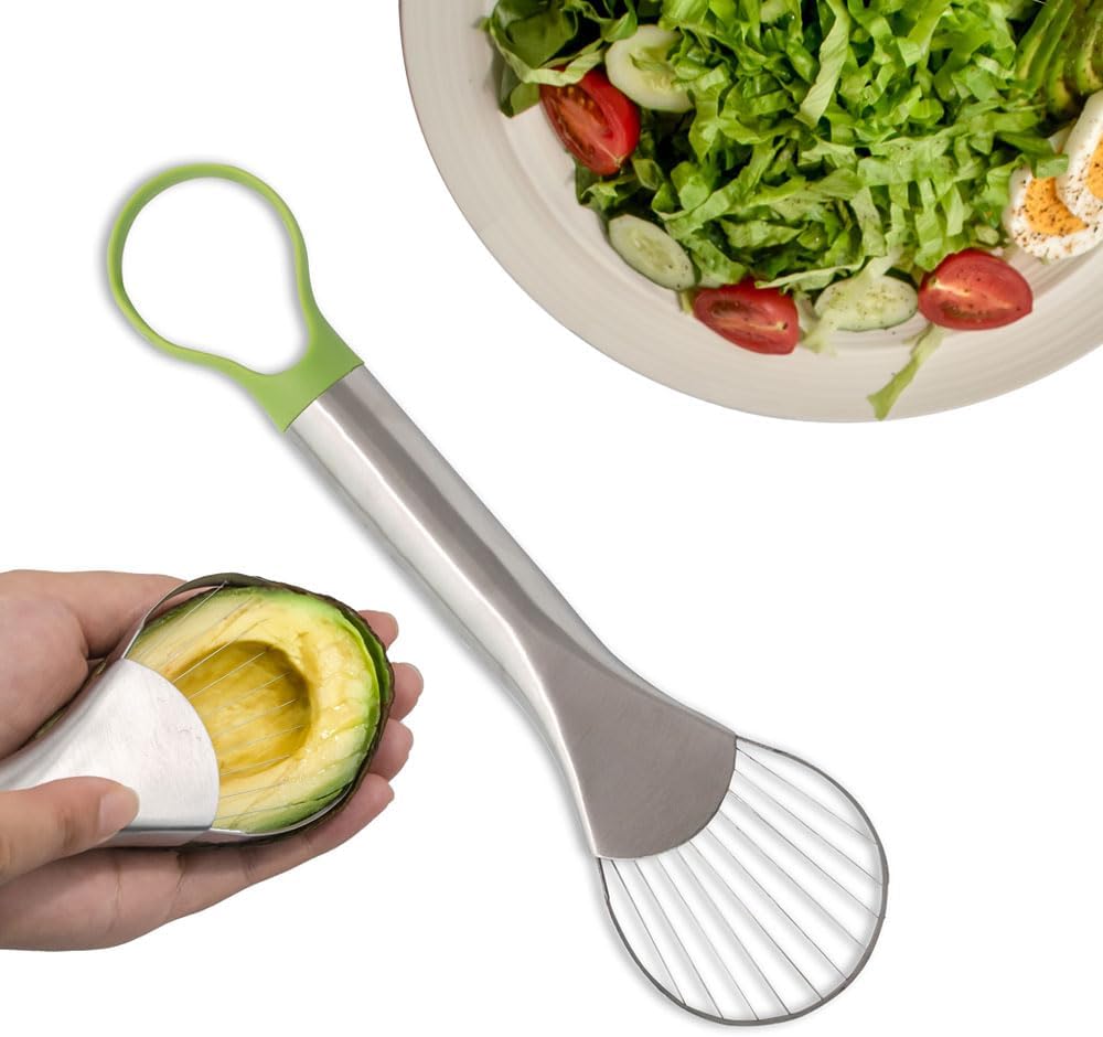 Avocado Slicer, 2 in 1 Stainless Steel Avocado Cutter Slicer/Peeler and Avocado Pit Remover, Cutting Thin Slices, Avocados Tool Fruit Cutter, Dishwasher Safe