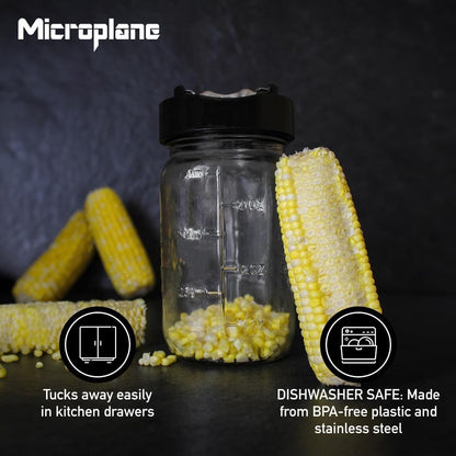 3-piece Gourmet Jar Top Collection, Vegetable Spiralizer, Corn Stripper & Peeler, Vegetable Slicer, Stainless Steel Jar Tops, Wide-Mouth Mason Jar Compatible Vegetable Chopper