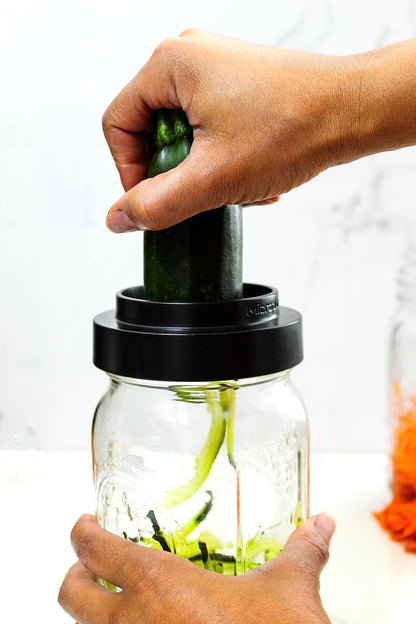 3-piece Gourmet Jar Top Collection, Vegetable Spiralizer, Corn Stripper & Peeler, Vegetable Slicer, Stainless Steel Jar Tops, Wide-Mouth Mason Jar Compatible Vegetable Chopper