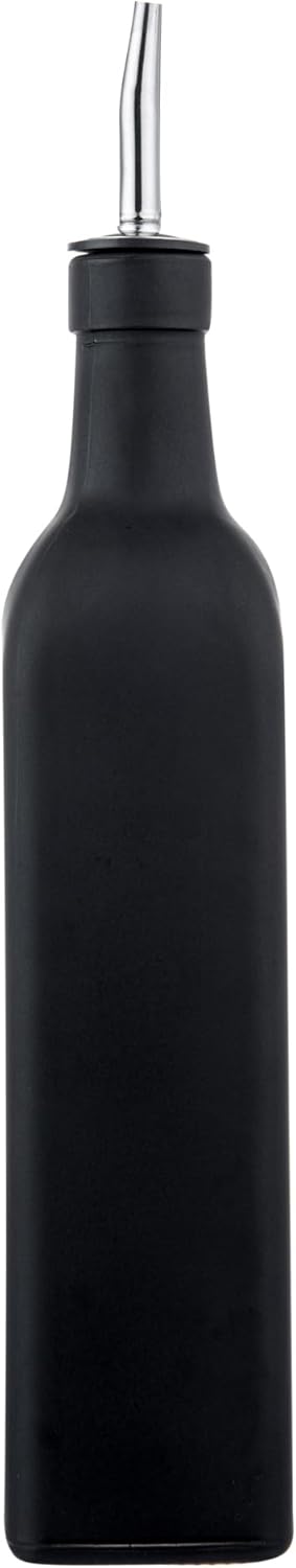 RW Base 16.9 Ounce Olive Oil Dispenser 1 Kitchen Oil Dispenser Bottle - With Stainless Steel Pourer Non-Leaking Black Glass Olive Oil Pourer For Cooking Or Salad Dressings