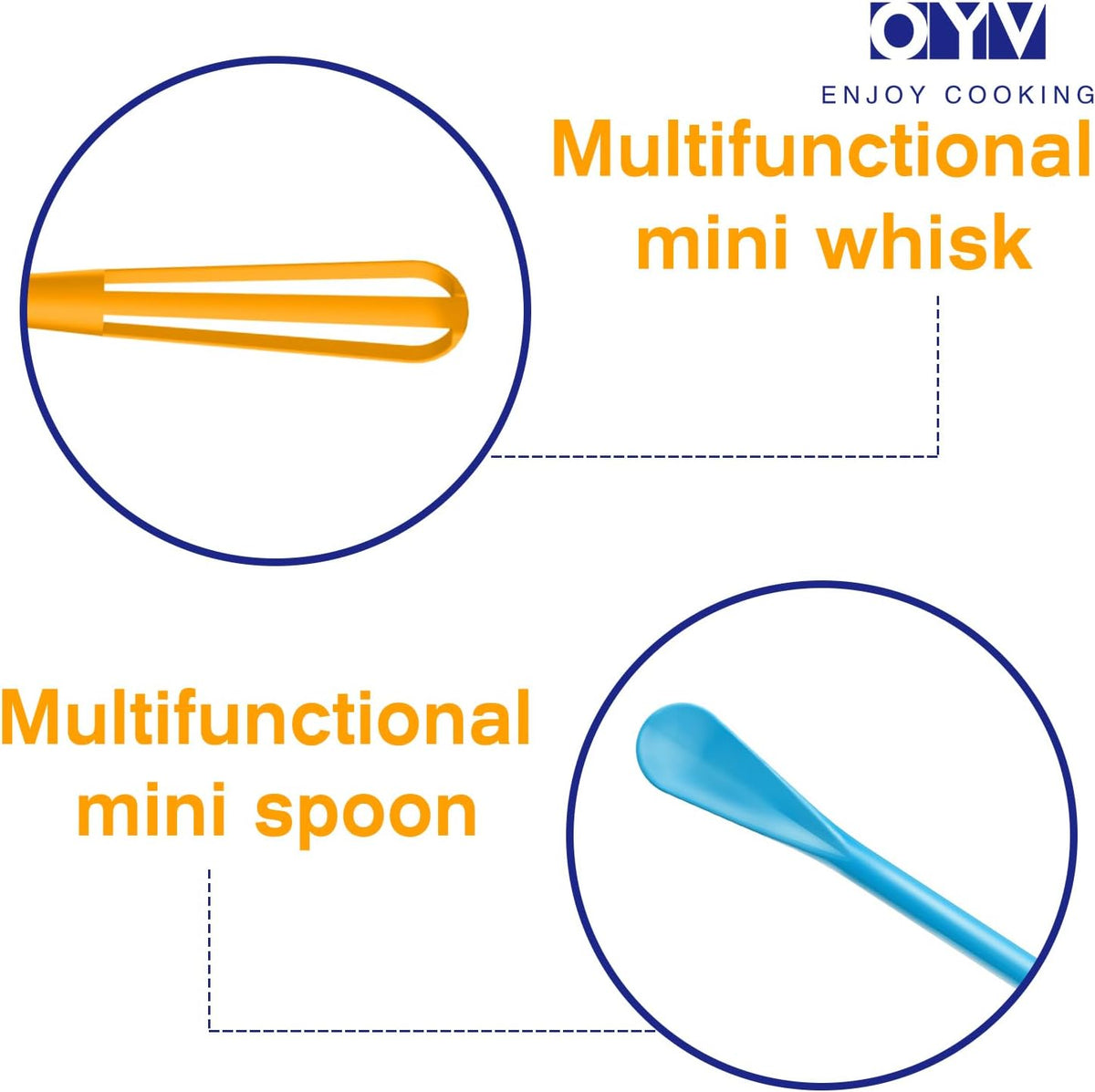 Scandinavian Modern Colors 2-In-1 Mini Whisk and Spoon, Set of 3