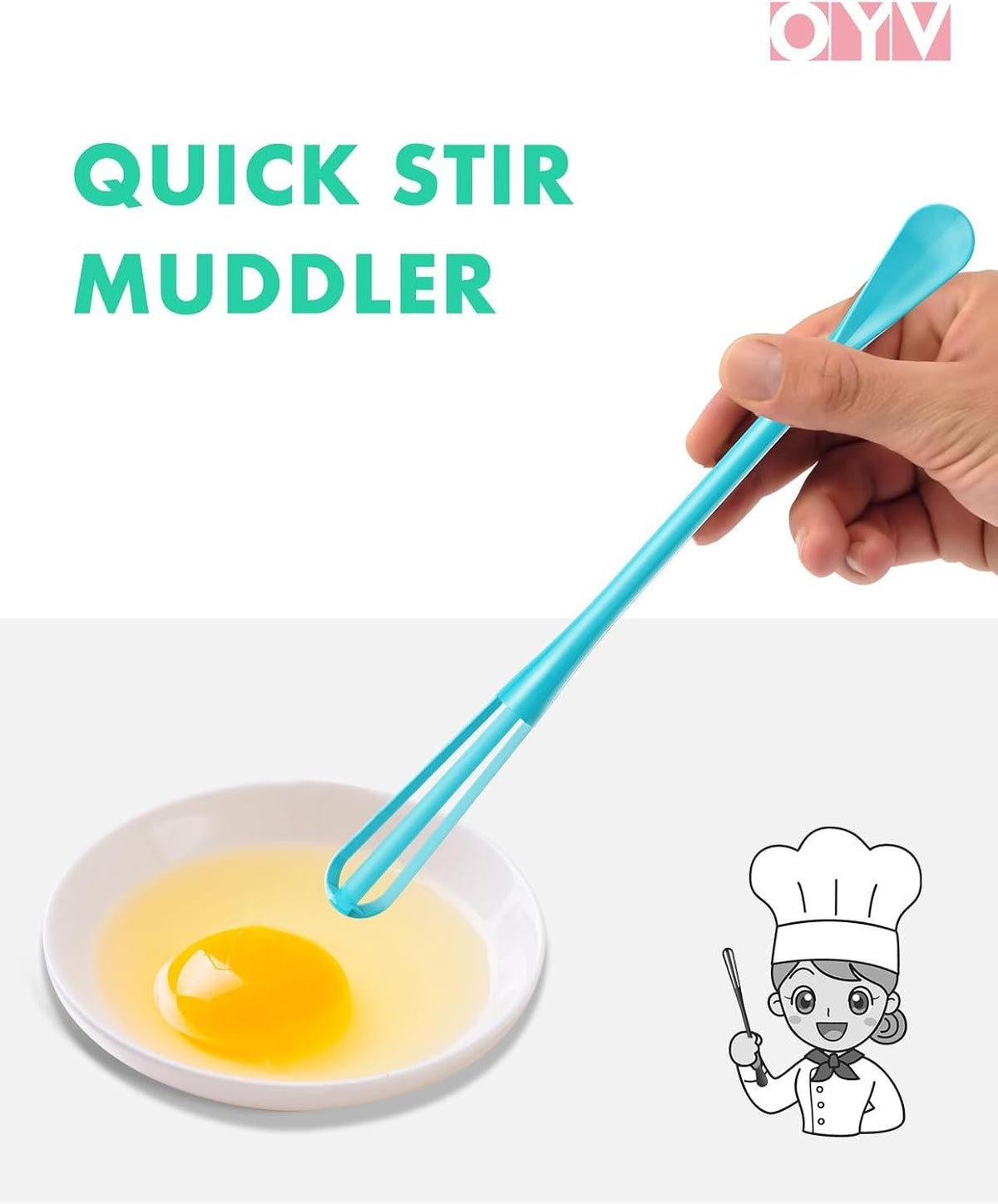 Scandinavian Modern Colors 2-In-1 Mini Whisk and Spoon, Set of 3