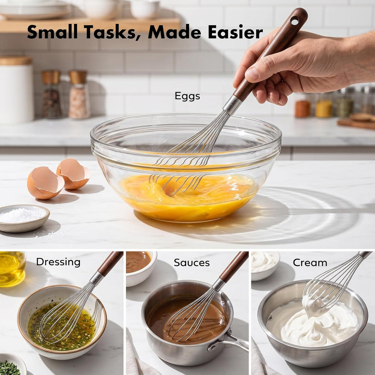 Scandinavian Modern Colors 2-In-1 Mini Whisk and Spoon, Set of 3