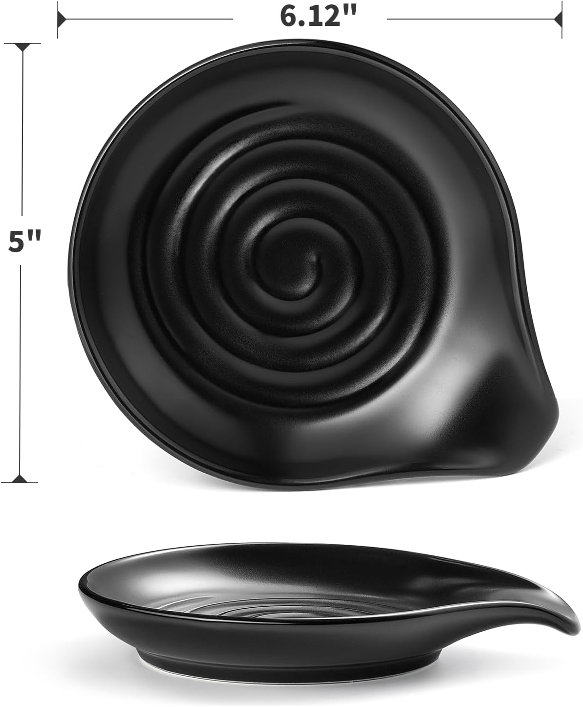 ® Spoon Rest for Stove Top, 6.1" Large Ceramic Spoon Holder for Kitchen Counter Decor, Heat-Resistant Cooking Utensil Rest, Coffee Spoon Holder, Black Kitchen Spoon Rest for Spoon Ladle Spatula