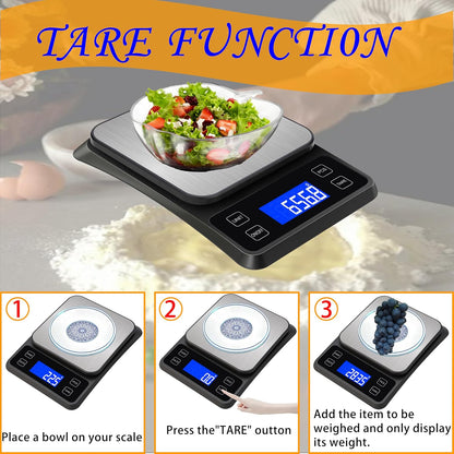 Rechargeable Digital Kitchen Scale, 11lb/0.1g High Precision Food Scale,7 Units Digital Grams and Ounces for Weight Loss, Baking, Cooking and Meal Prep with Backlit LCD and Tare Function