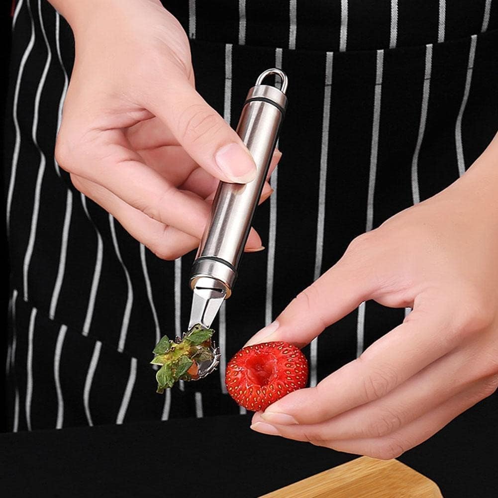 Stainless Steel Strawberry Huller and Tomato Stem Corer Tool Strawberry Tomato Corer Huller Stem Remover For Strawberries Multi-Function Pitter Remover Gadgets Kitchen Tool