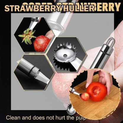 Stainless Steel Strawberry Huller and Tomato Stem Corer Tool Strawberry Tomato Corer Huller Stem Remover For Strawberries Multi-Function Pitter Remover Gadgets Kitchen Tool