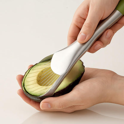 2-in-1 Avocado Slicer & Pitter, Stainless Steel Kitchen Tool | with Wire End for Scooping, Loop End for Pit Removal, Ergonomic Handle, Rustproof, Dishwasher Safe