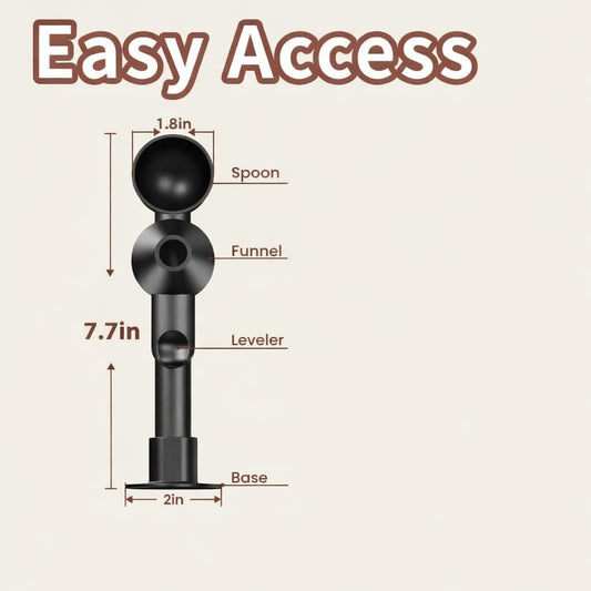 Coffee Scoop & Funnel for Reusable K Cup Pods – 2 Tablespoon Measuring Spoon for Ground Coffee, Protein Powder, and Tea – No-Spill Design, Ideal for Kitchen Storage (1, Black)