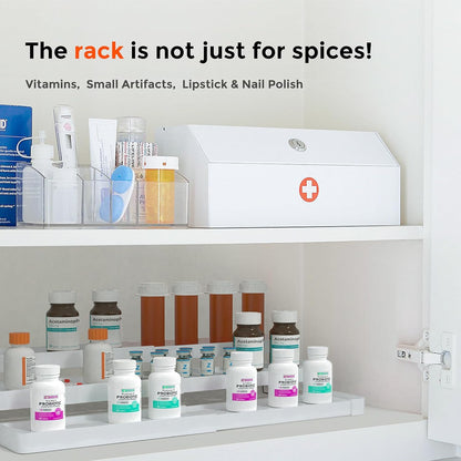 Expandable Spice Rack Organizer for Cabinet - 3 Tier Adjustable Cabinet Spice Organizer Easy Visibility - Spice Organizer for Cabinet Countertop Cupboard Pantry Organization (White)
