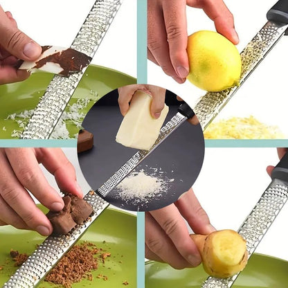 Premium Lemon Zester Grater with Handle - Fruits, Garlic, Chocolate, Nutmeg, Ginger Grater - Stainless Steel Citrus Zester with Blade Cover