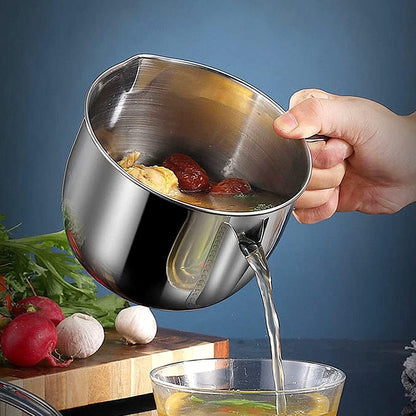 Stainless Steel Fat Separator 1L, Gravy Separator with Glass Lid & Strainer