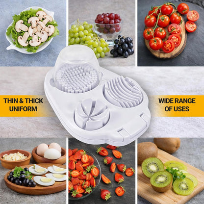 3-in-1 Egg Slicer for Hard Boiled Eggs, Stainless Steel Egg Cutter with 3 Slicing Styles, Heavy Duty Kitchen Tool for Eggs, Strawberries, Mushrooms, Kiwi & Soft Fruits