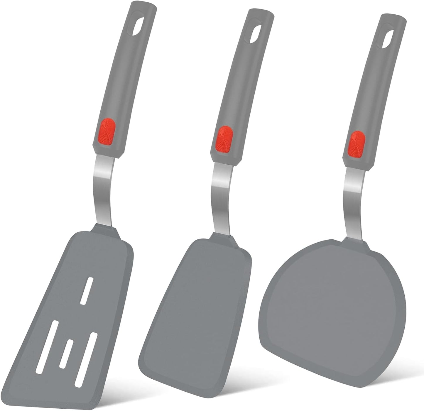 Silicone Spatula Turner Set of 3, 600°F Heat Resistant, BPA Free | Flexible Spatulas for Nonstick Cookware, Cooking, Flipping, Egg & Pancake, Non Scratch Kitchen Utensils, Dishwasher Safe
