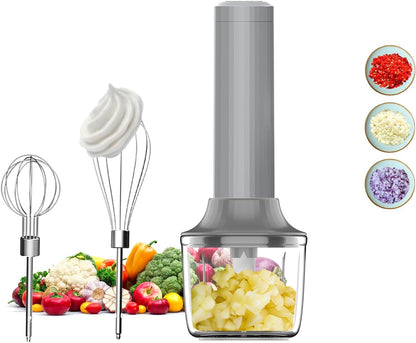 Cordless Hand Mixer MixgoII, Handheld Mixer Electric Whisk & Milk Frother, Hand Held Mini Mixers, Rechargeable Hand Mixer and Whisker, Food Processor for Cooking, Food Chopper, 4-Speed, 10Oz