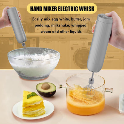 Cordless Hand Mixer MixgoII, Handheld Mixer Electric Whisk & Milk Frother, Hand Held Mini Mixers, Rechargeable Hand Mixer and Whisker, Food Processor for Cooking, Food Chopper, 4-Speed, 10Oz