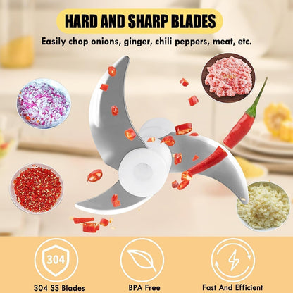 Cordless Hand Mixer MixgoII, Handheld Mixer Electric Whisk & Milk Frother, Hand Held Mini Mixers, Rechargeable Hand Mixer and Whisker, Food Processor for Cooking, Food Chopper, 4-Speed, 10Oz