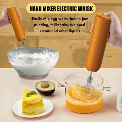 Cordless Hand Mixer MixgoII, Handheld Mixer Electric Whisk & Milk Frother, Hand Held Mini Mixers, Rechargeable Hand Mixer and Whisker, Food Processor for Cooking, Food Chopper, 4-Speed, 10Oz
