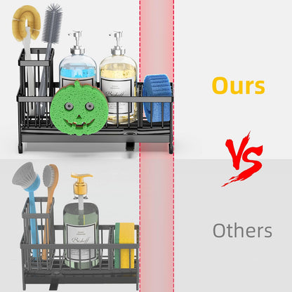 Extra Large Sponge Holder for Kitchen Sink Organizer Caddy, Dish Brush Scrubber Holder,Stainless Steel Sink Box Utensil Holder,Soap Dispenser Set Tray Counter Accessories & Storage Rack