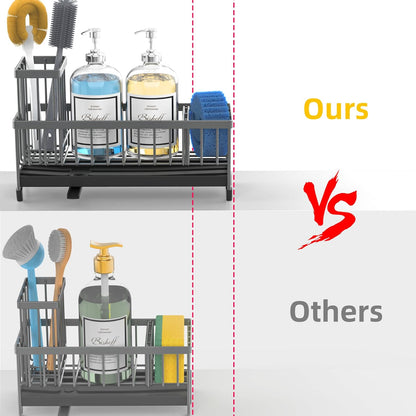 Extra Large Sponge Holder for Kitchen Sink Organizer Caddy, Dish Brush Scrubber Holder,Stainless Steel Sink Box Utensil Holder,Soap Dispenser Set Tray Counter Accessories & Storage Rack