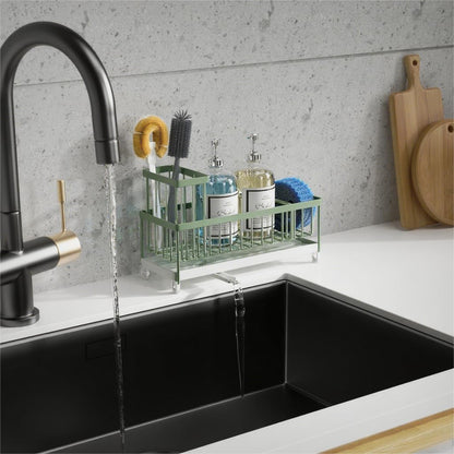 Extra Large Sponge Holder for Kitchen Sink Organizer Caddy, Dish Brush Scrubber Holder,Stainless Steel Sink Box Utensil Holder,Soap Dispenser Set Tray Counter Accessories & Storage Rack