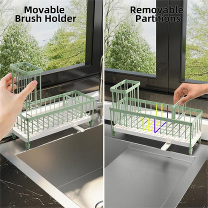 Extra Large Sponge Holder for Kitchen Sink Organizer Caddy, Dish Brush Scrubber Holder,Stainless Steel Sink Box Utensil Holder,Soap Dispenser Set Tray Counter Accessories & Storage Rack