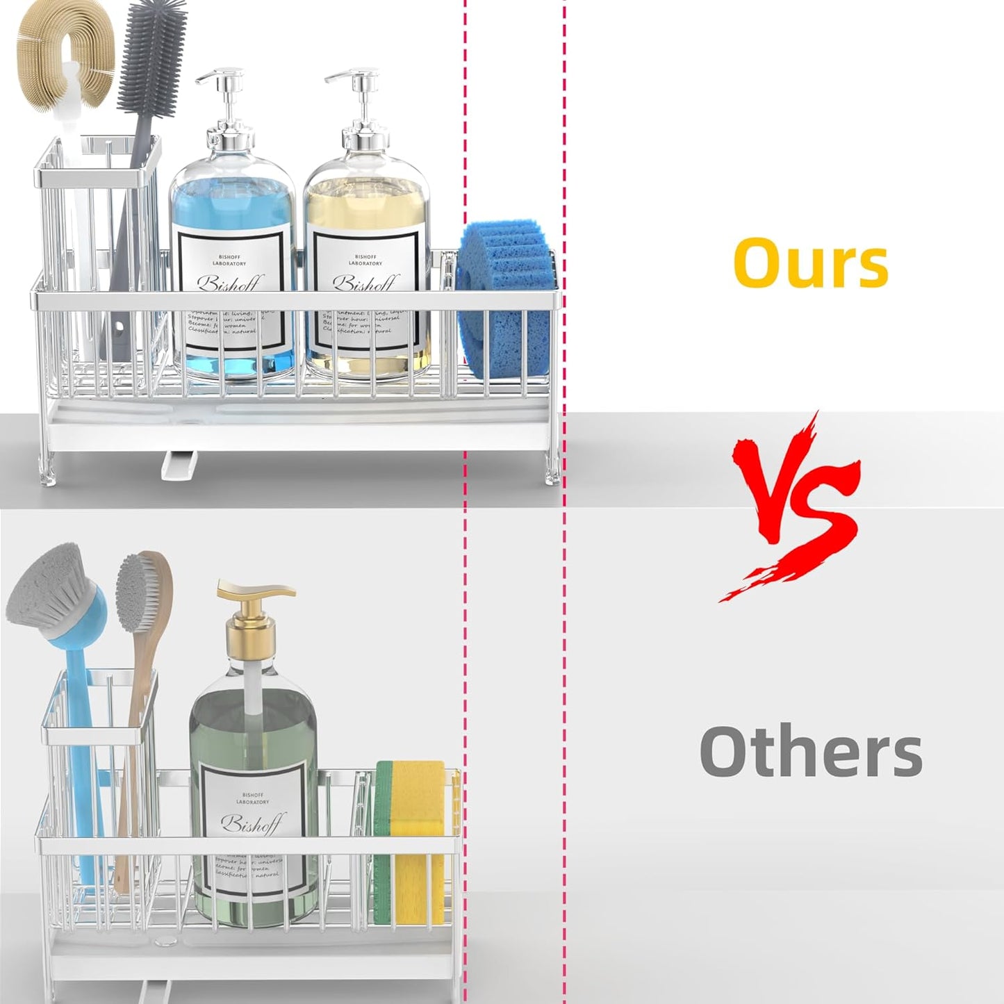 Extra Large Sponge Holder for Kitchen Sink Organizer Caddy, Dish Brush Scrubber Holder,Stainless Steel Sink Box Utensil Holder,Soap Dispenser Set Tray Counter Accessories & Storage Rack