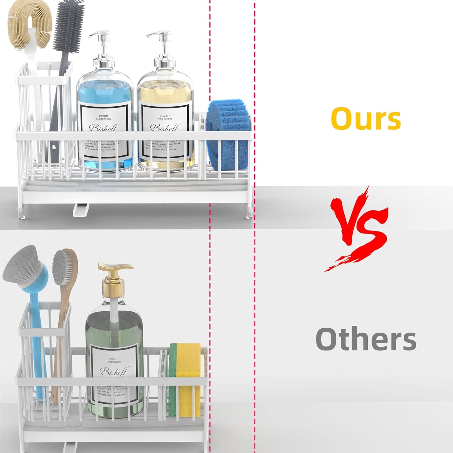 Extra Large Sponge Holder for Kitchen Sink Organizer Caddy, Dish Brush Scrubber Holder,Stainless Steel Sink Box Utensil Holder,Soap Dispenser Set Tray Counter Accessories & Storage Rack