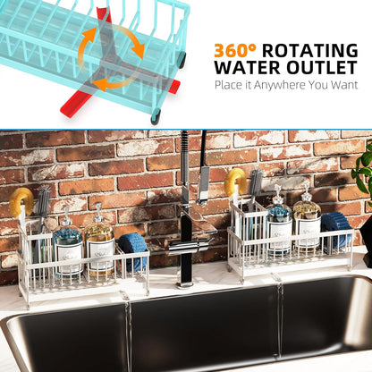 Extra Large Sponge Holder for Kitchen Sink Organizer Caddy, Dish Brush Scrubber Holder,Stainless Steel Sink Box Utensil Holder,Soap Dispenser Set Tray Counter Accessories & Storage Rack