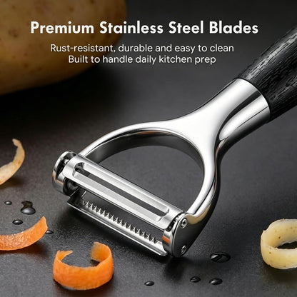 2-in-1 Julienne & Vegetable Peeler, Dual Blade for Zucchini, Potato, Carrot