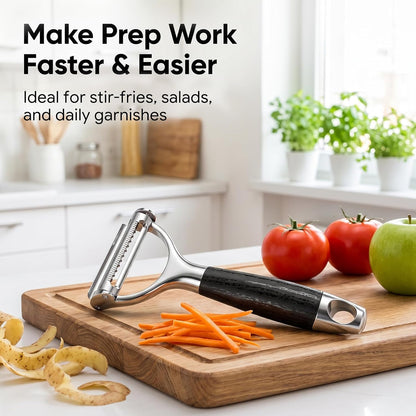 2-in-1 Julienne & Vegetable Peeler, Dual Blade for Zucchini, Potato, Carrot