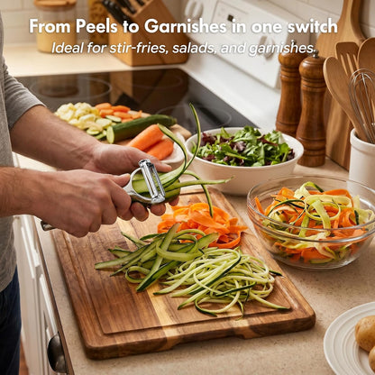 2-in-1 Julienne & Vegetable Peeler, Dual Blade for Zucchini, Potato, Carrot