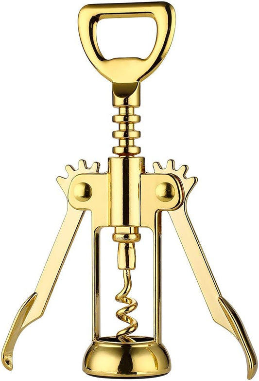 Simple Wing Corkscrew Gold Wine Opener and Beer Opener, Multifunctional Wine Corkscrew Opener