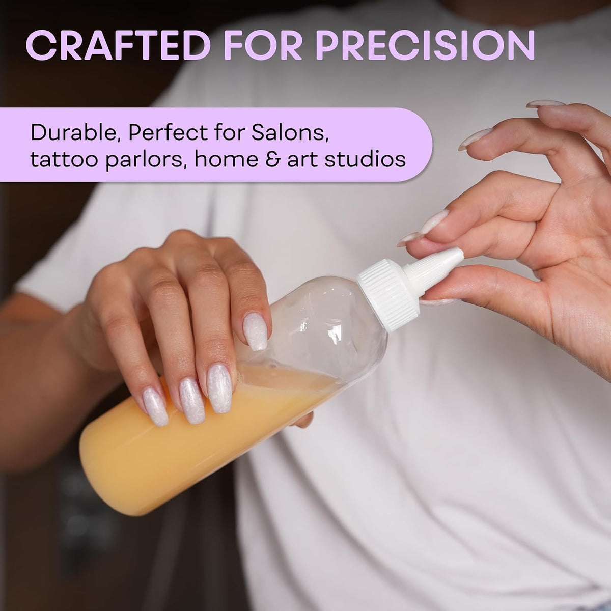 Twist Top Applicator Bottles, 8 OZ Crystal Clear, Squeeze Empty Plastic Bottles, BPA-Free, PET, Refillable, Open/Close Nozzle - Multi Purpose (Pack of 3)