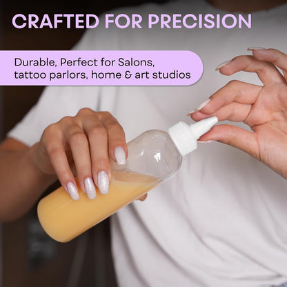 Twist Top Applicator Bottles, 8 OZ Crystal Clear, Squeeze Empty Plastic Bottles, BPA-Free, PET, Refillable, Open/Close Nozzle - Multi Purpose (Pack of 3)