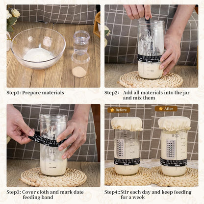 Sourdough Starter Kit 10" Round Banneton Bread Proofing Basket | Sourdough Bread Baking Supplies - Starter Jars, Bread Sling, Scoring Lame, Dough Whisk & Scrapers,Sour Dough Kits for Bakers