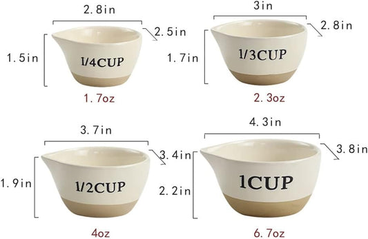 Ceramic Milk Measuring Cup Egg Measuring Bowl Baking Bowl, set of 4