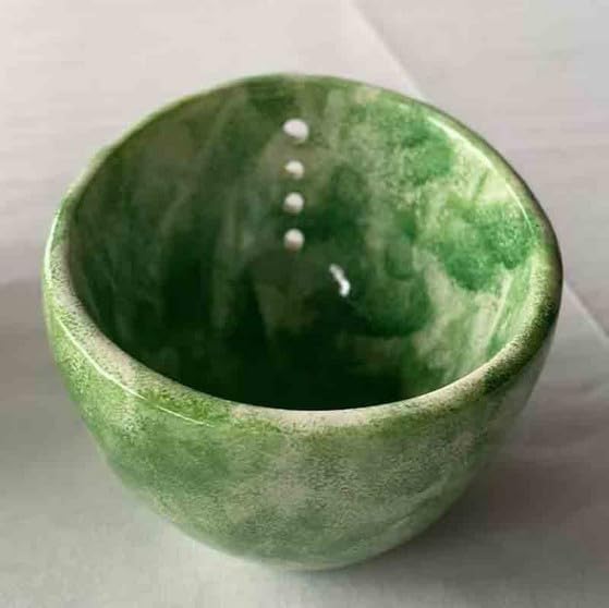 Pottery Herb Stripper Bowl, Hamblin Bros Pottery Herb Stripper Bowl, Hugimpel Pottery Herb Stripper, Handmade Herb Stripper with Different Hole Sizes for Separating Leaves and Stems (Style A)