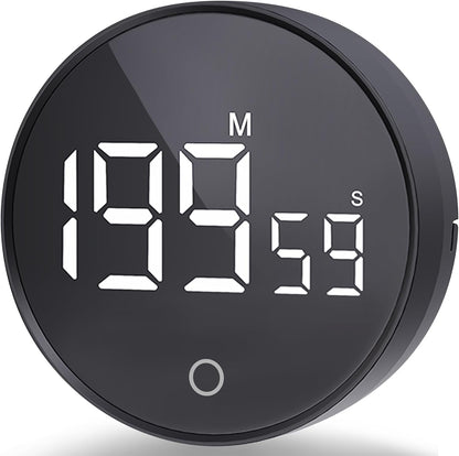 Digital Kitchen Timers, Magnetic Rotary Timer with Large LED Display, 3 Volume Levels, 0-199Min Countdown/Up, Easy Operation for Cooking, Studying, Fitness, Kids & Seniors