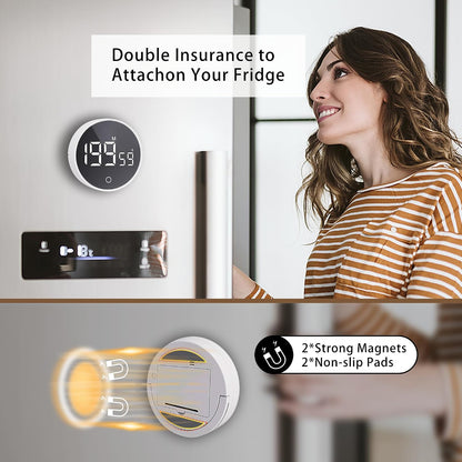 Digital Kitchen Timers, Magnetic Rotary Timer with Large LED Display, 3 Volume Levels, 0-199Min Countdown/Up, Easy Operation for Cooking, Studying, Fitness, Kids & Seniors