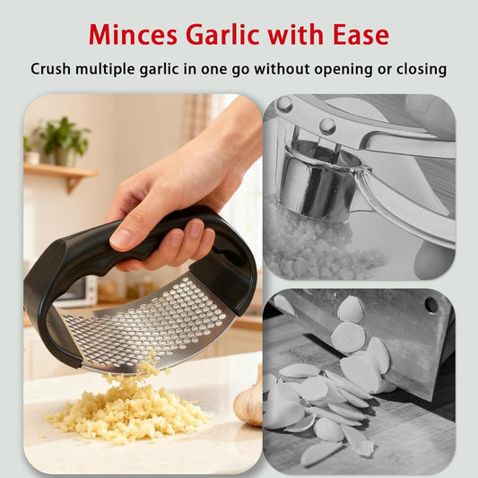 Garlic press rocker, Stainless Steel Garlic Crusher – Effortless Mincing, Rust-Resistant Kitchen Gadget