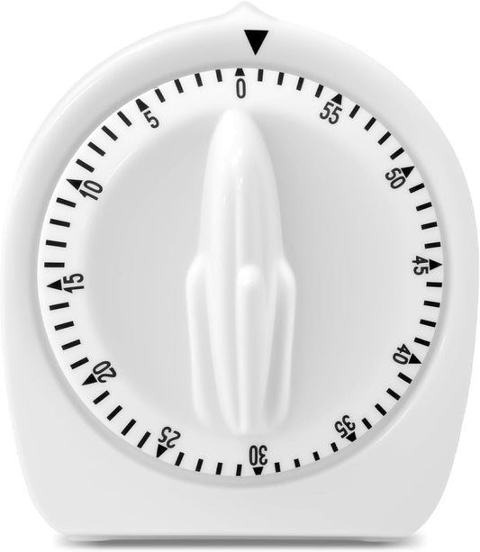 Kitchen Timers for Cooking,60 Minute Wind Up Timer,Visual Mechanical Timer,with Loud Alarm,No Batteries Required,Manual Countdown Timers for Classroom, Home, Study and Cooking (White)