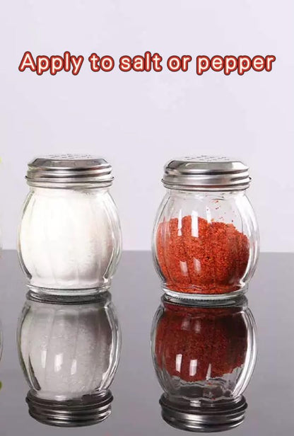 6 Ounce Glass Swirl Cheese Shaker, Crushed Red Pepper Shaker with Stainless Steel Holes Lid