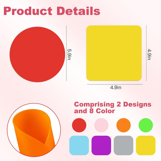 8P Jar Opener Gripper, Multi-function Silicone Jar Gripper with Arthritis Weak Hands, Non Slip Pad, Colorful Rubber Jar Opener Grippers, Lid Cap Gripper Pads(Round & Square)