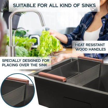 Strictly Sinks Over the Sink Stainless Steel Colander for Workstation Sinks