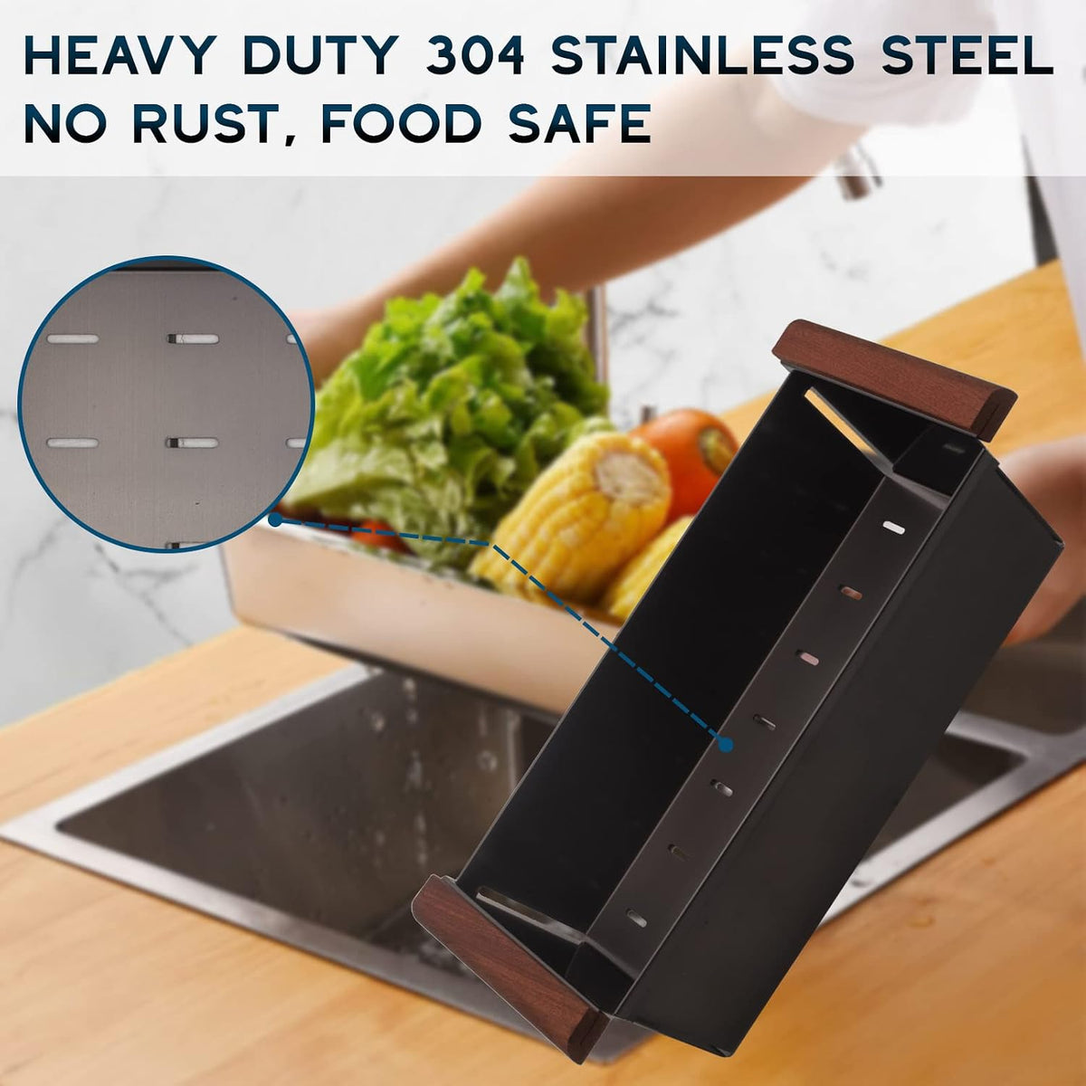 Strictly Sinks Over the Sink Stainless Steel Colander for Workstation Sinks