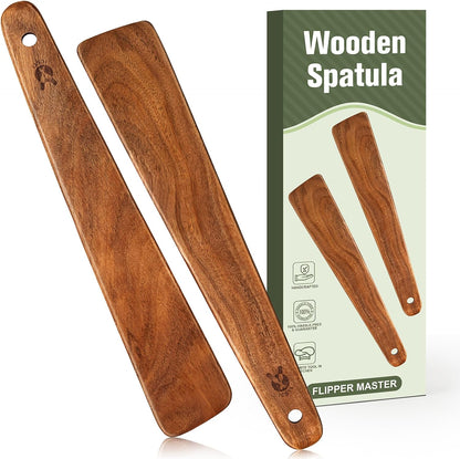 Skinny Spurtle for Sourdough Starter, Mixing, Reaching Bottom of Jar, Dough Whisk, Natural from High Moist Resistance Teak, Spurtles Kitchen Tools Wooden Kitchen Utensils for NonStick Cookware