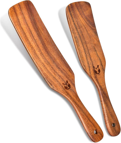 Skinny Spurtle for Sourdough Starter, Mixing, Reaching Bottom of Jar, Dough Whisk, Natural from High Moist Resistance Teak, Spurtles Kitchen Tools Wooden Kitchen Utensils for NonStick Cookware