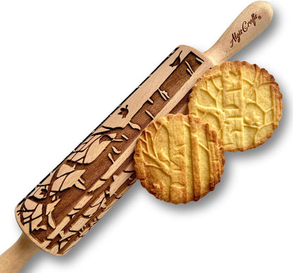 HEARTS EMBOSSING ROLLING PIN WOODEN ROLLING PIN for EMBOSSED COOKIES with LOVE HEARTS